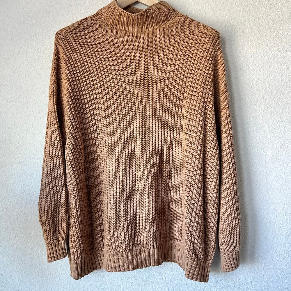 Women's Camel Knit Mock Neck Sweater